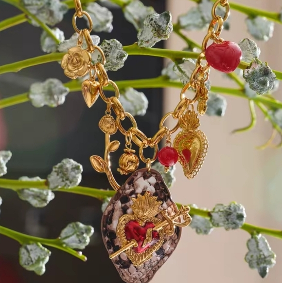 Anthropologie Heart Snakeskin Charm Necklace | NWOT - Picture 3 of 7